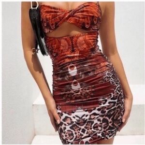 Tiger Mist Brown and Black Mini Dress